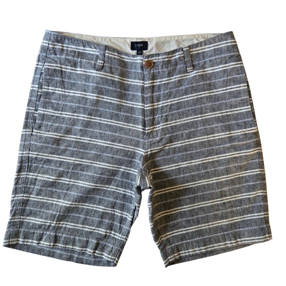 J.Crew Men’s Linen Blend Shorts 32 Gray White Stripe 9” Inseam